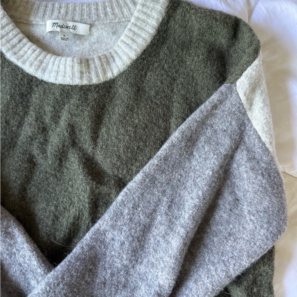 Madewell Green and Gray Sweater